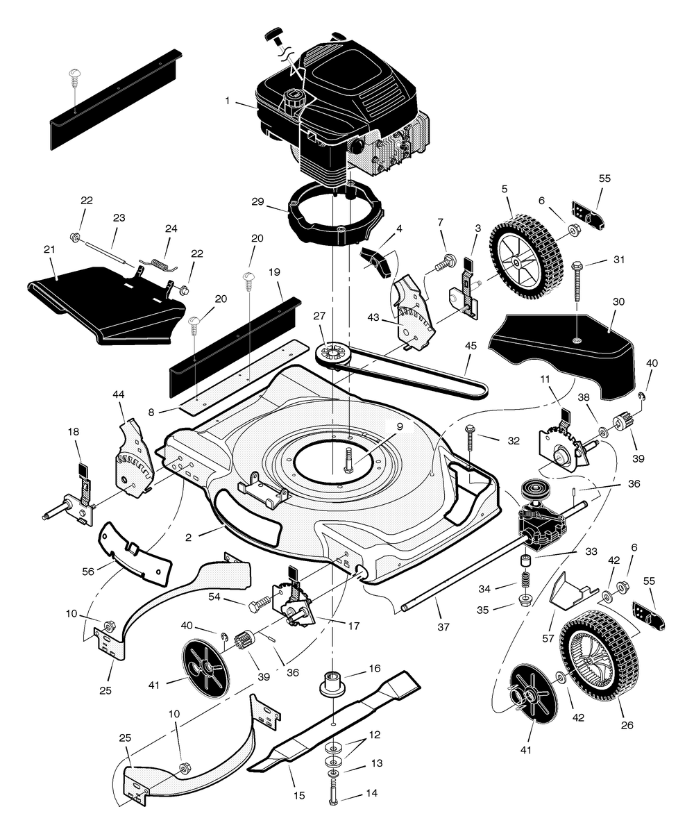 Mower Housing Assembly Diagram and Parts List for 226110X52A 2004 Briggs and Stratton Lawn Mower